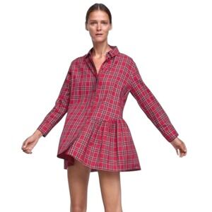 Zara Red Checkered Mini Dress